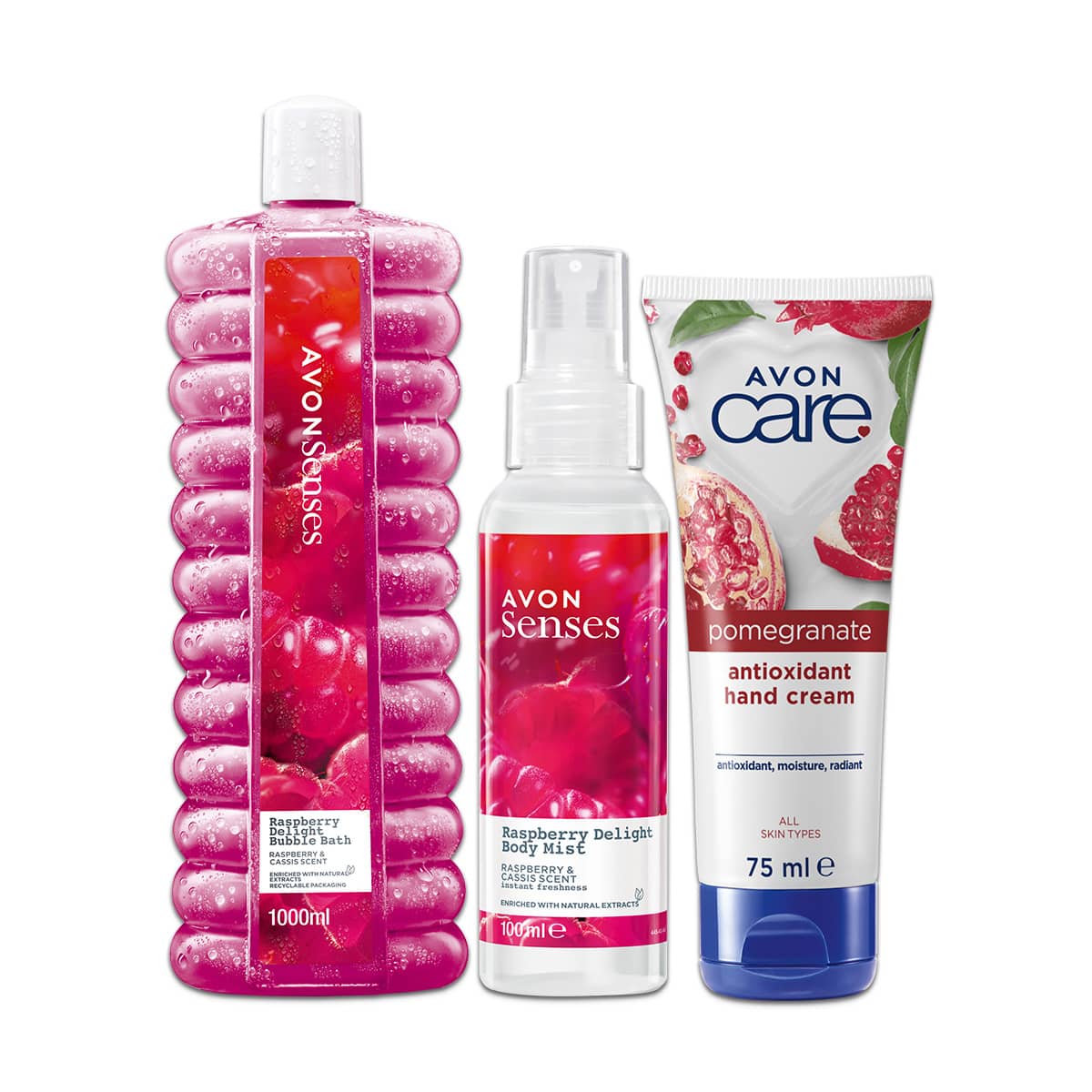 Raspberry Bubble Bath + Body Mist + Hand Cream Paketi